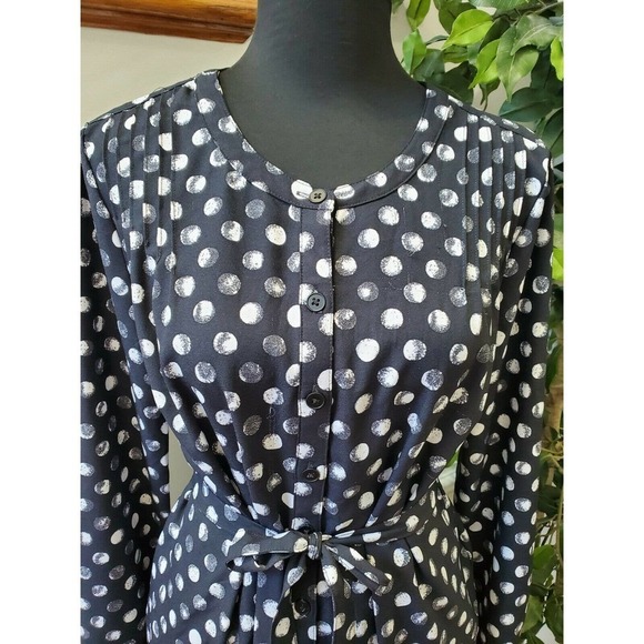 Merona Women's Black Polyester Henleyneck Long Sleeve Casual Knee Length Dress M - Picture 5 of 12